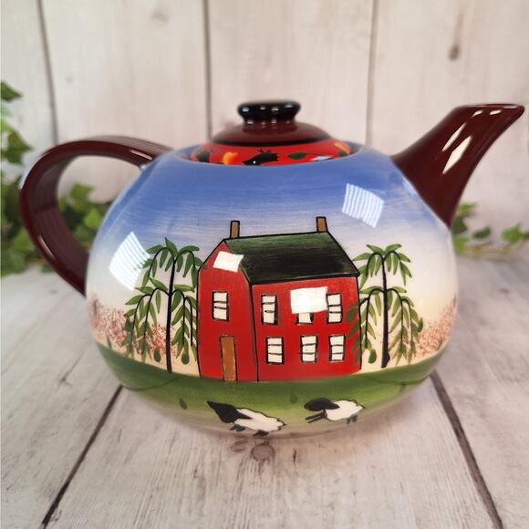 Rare Vntg Teaset: Young's Heartfelt Kitchen Creations - Happy is the Home, Blue - Picture 3 of 13